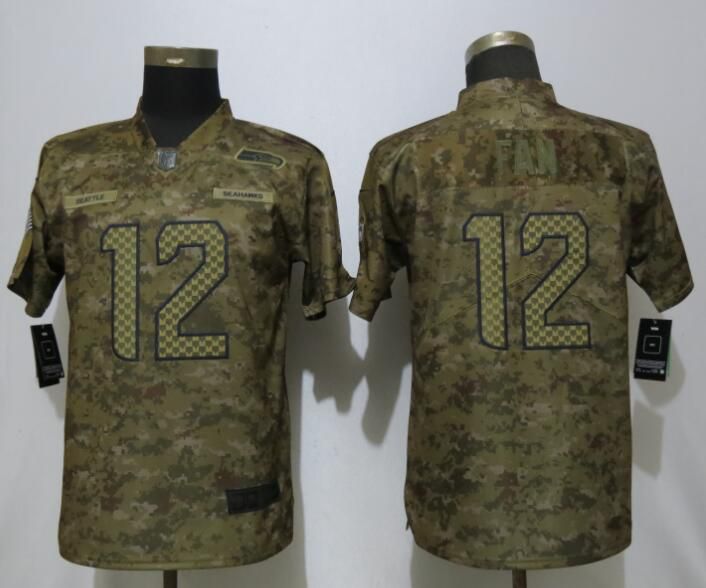 Women Seattle Seahawks #12 Fan Nike Camo Salute to Service Limited NFL Jerseys->women nfl jersey->Women Jersey